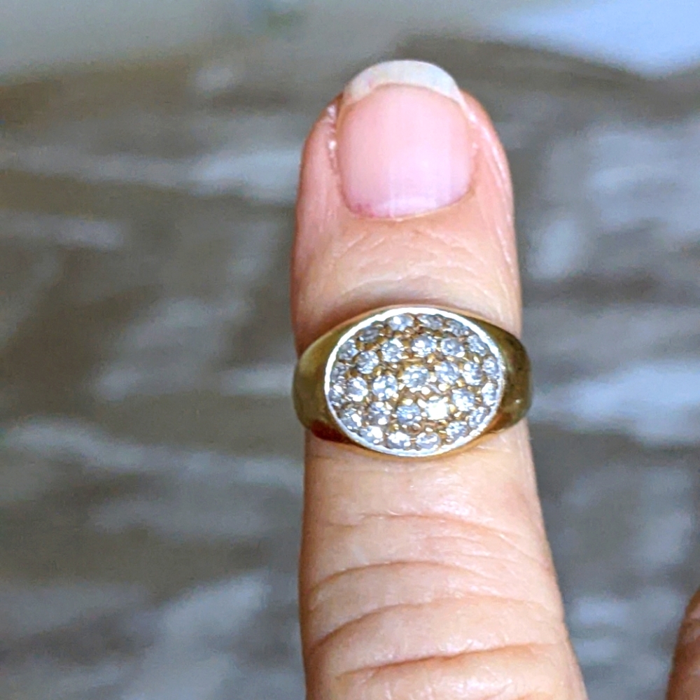18K💛GOLD PAVE DIAMOND DOME RING - Picture 4 of 8